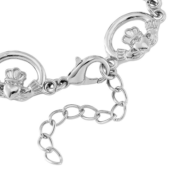 Bracelet Connemara Marble 30.00 ctw Claddagh Silvertone 7-9 inches - Picture 4 of 5